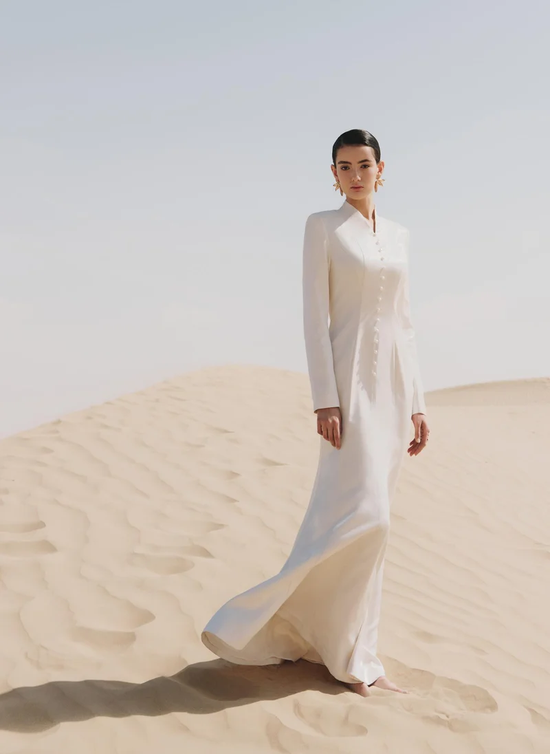 Lichi  Fitted viscose maxi dress with small buttons on the bodice for Women | Best Price UAE